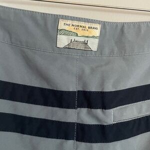 The Normal Brand Mens Gray Navy Striped Board Shorts Size 29 Swim Trunks Stretch